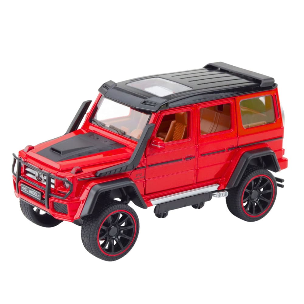 Terenski avtomobil, kovina, na poteg (pull-back), rdeč, 1:22 3
