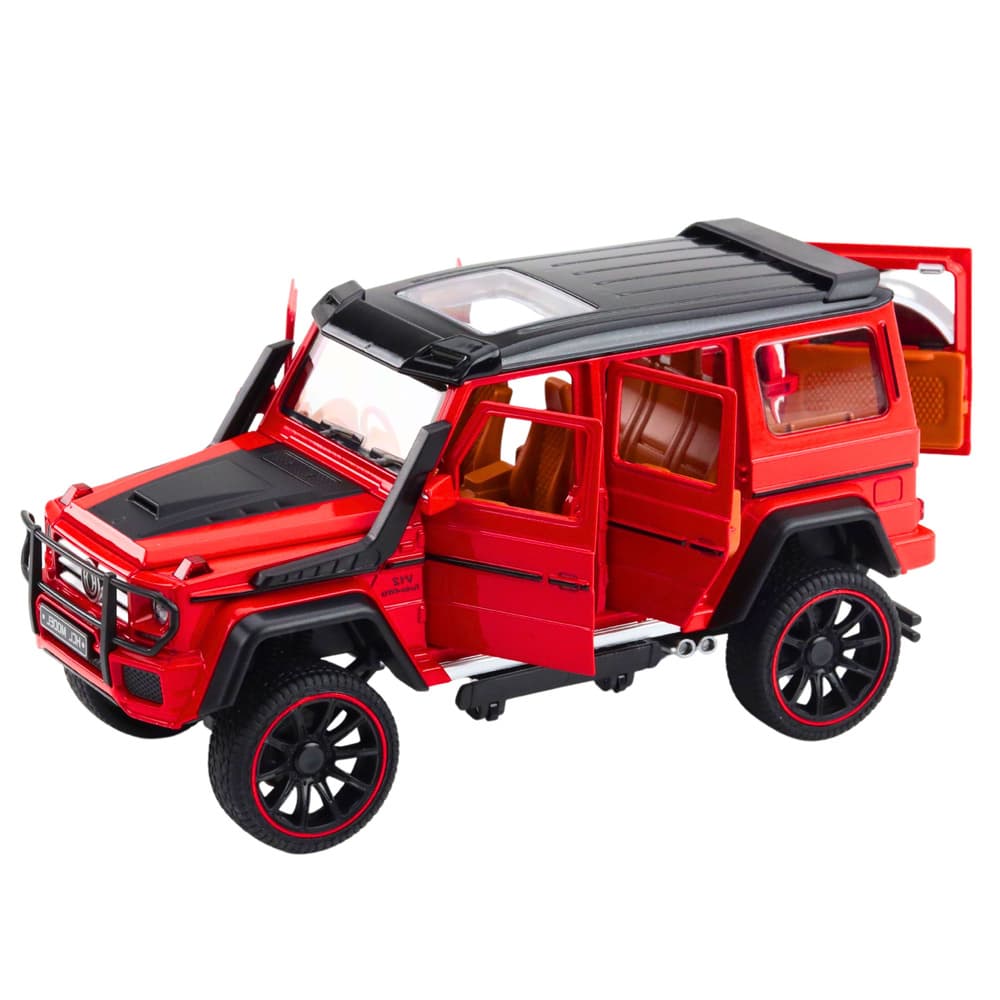Terenski avtomobil, kovina, na poteg (pull-back), rdeč, 1:22 4