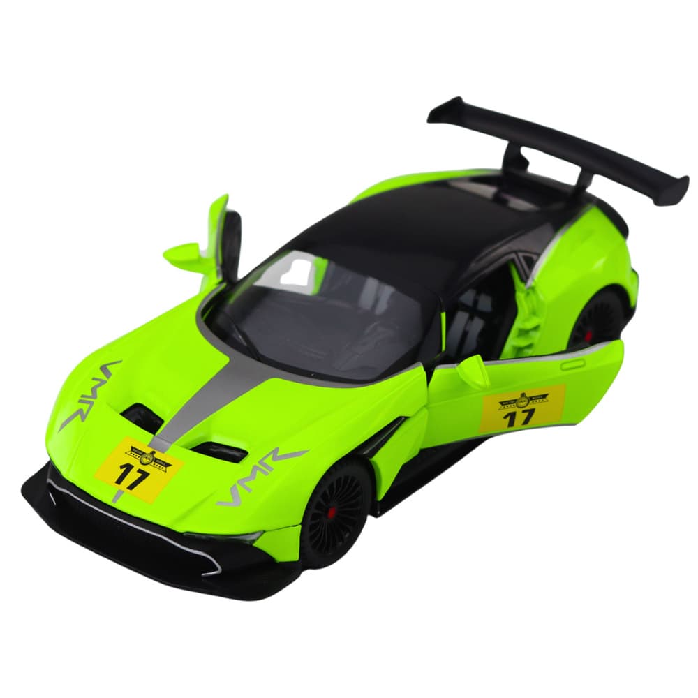 LEAN TOYS Športni avtomobil s Pull-Back pogonom, lučmi in zvoki, zelena 1:22 3