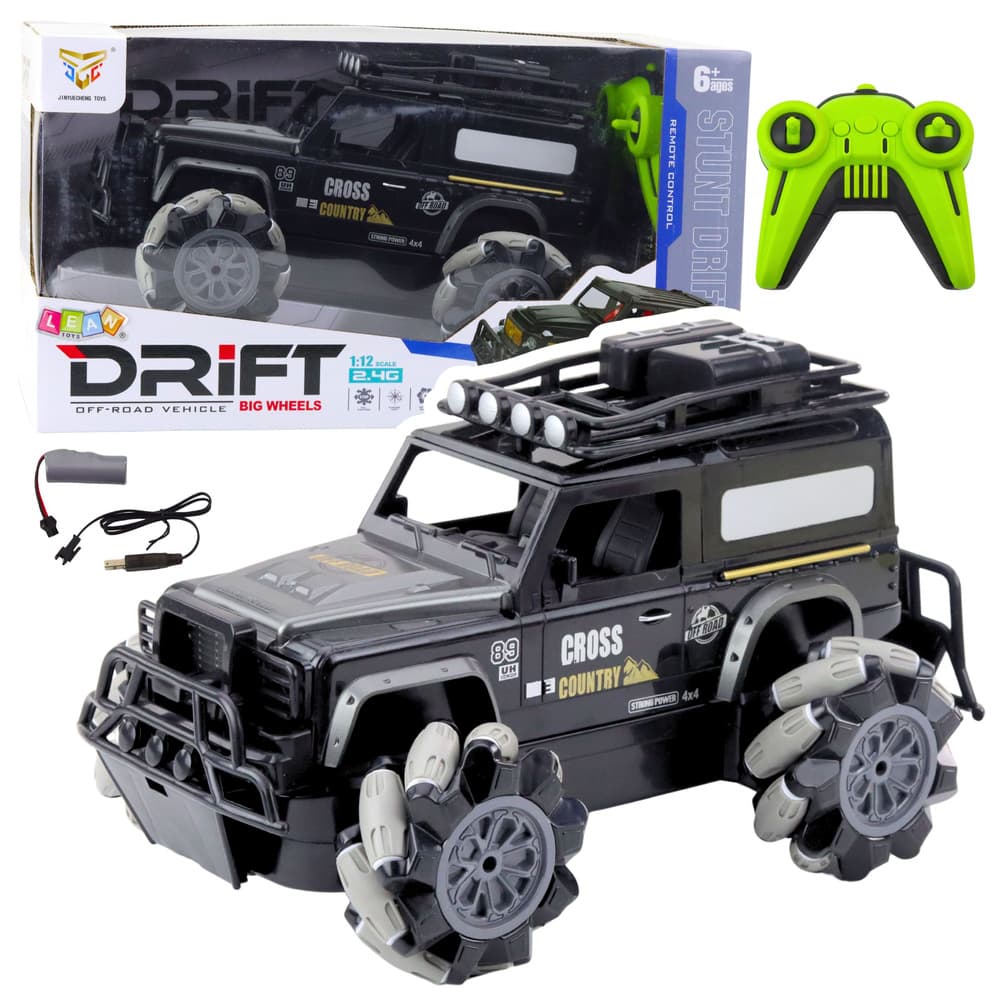 RC Terenski avto, 360° obrat, 1:12, črn