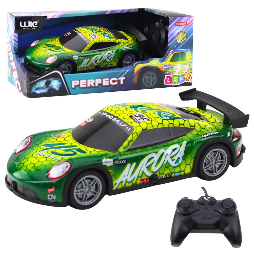 RC dirkalni avto s svetlečo zeleno oblogo - LEAN TOYS