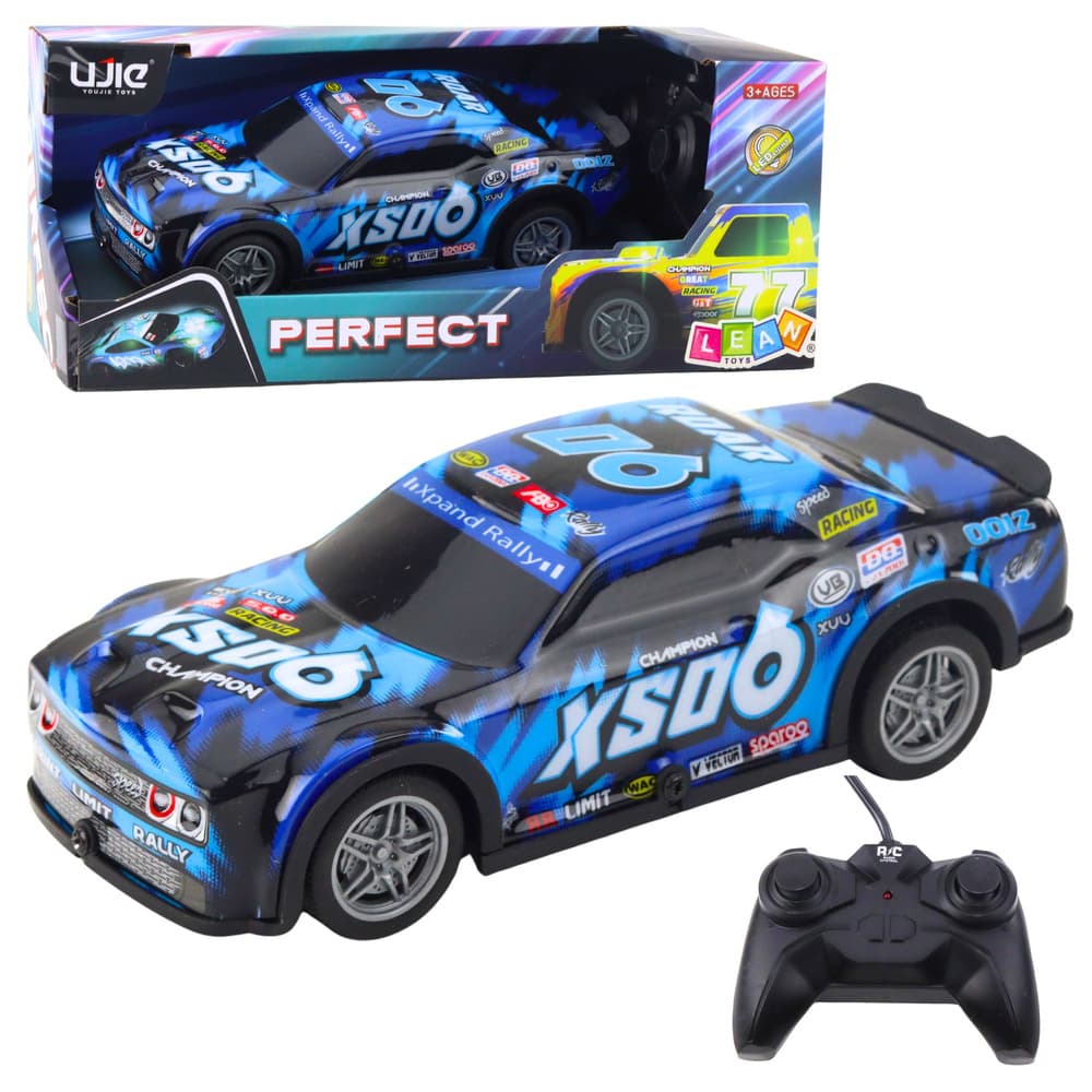 RC dirkalni avto s svetlečo črno-modro oblogo - LEAN TOYS