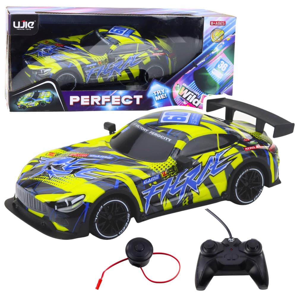 Dirkalni avtomobil LEAN TOYS RC z osvetljeno karoserijo, rumeno