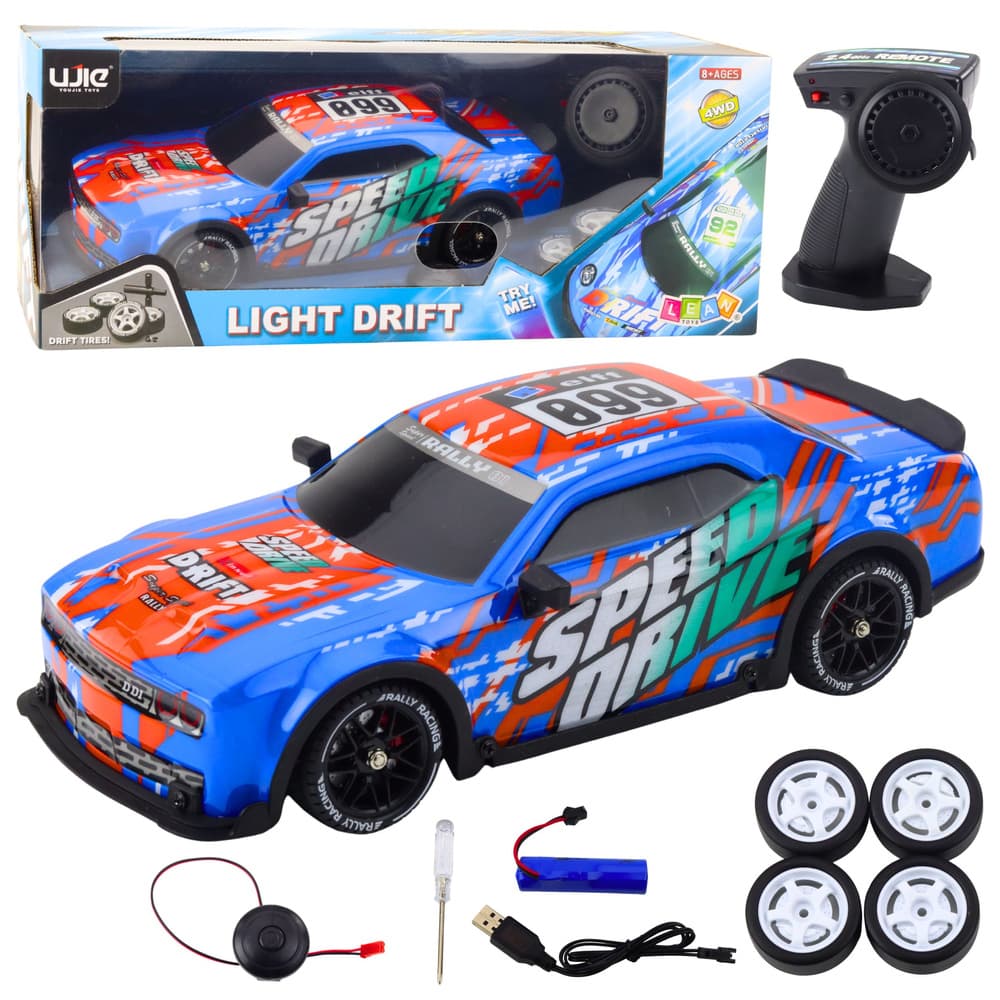 Športni avto RC, svetleča karoserija, drift, modra