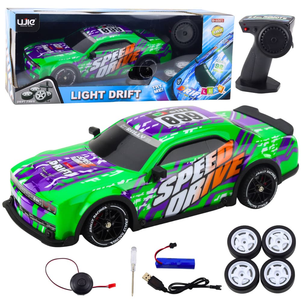 LEAN TOYS RC športni avto z osvetljeno karoserijo, zeleni