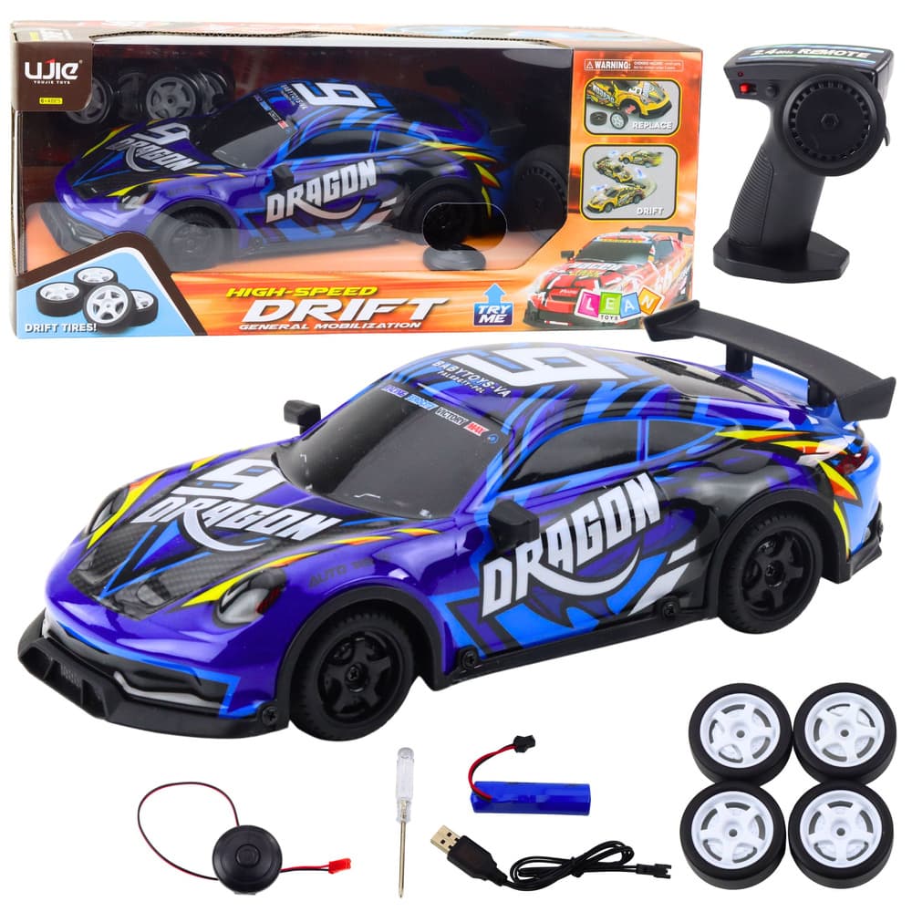 Športni avtomobil LEAN TOYS RC z osvetljeno karoserijo, drift, moder