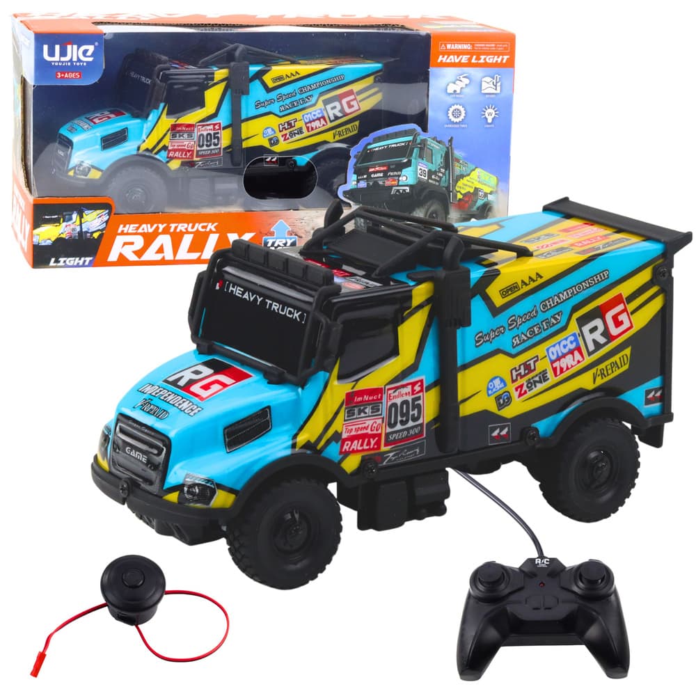 Lean Toys RC tovornjak s svetlečo karoserijo, turkizna