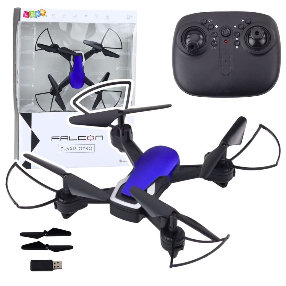 Dron LEAN TOYS, 6-osni žiroskop, LED luči, 360° rotacija, moder