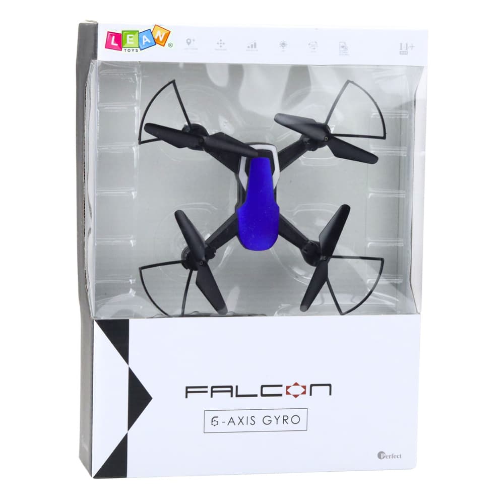 Dron LEAN TOYS, 6-osni žiroskop, LED luči, 360° rotacija, moder 4
