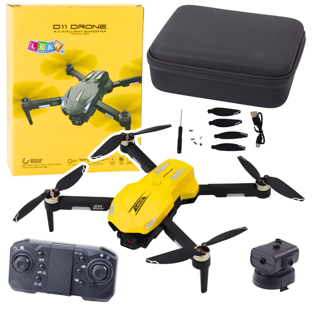 Dron LEAN TOYS D11 s HD kamero, WiFi, upravljanje z gestami, rumeni