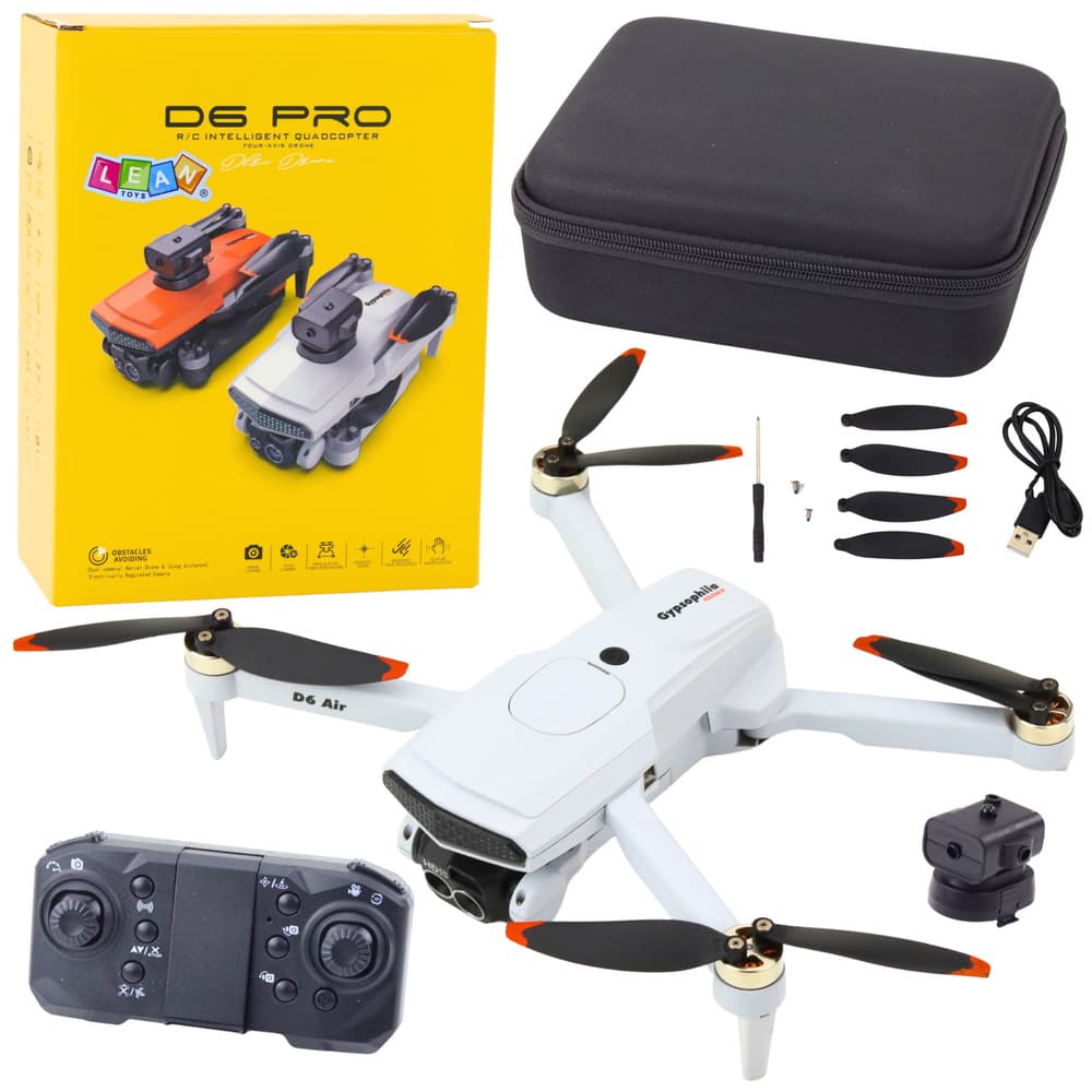 Dron LEAN TOYS D6 PRO s kamero in LED lučmi, svetlo siv