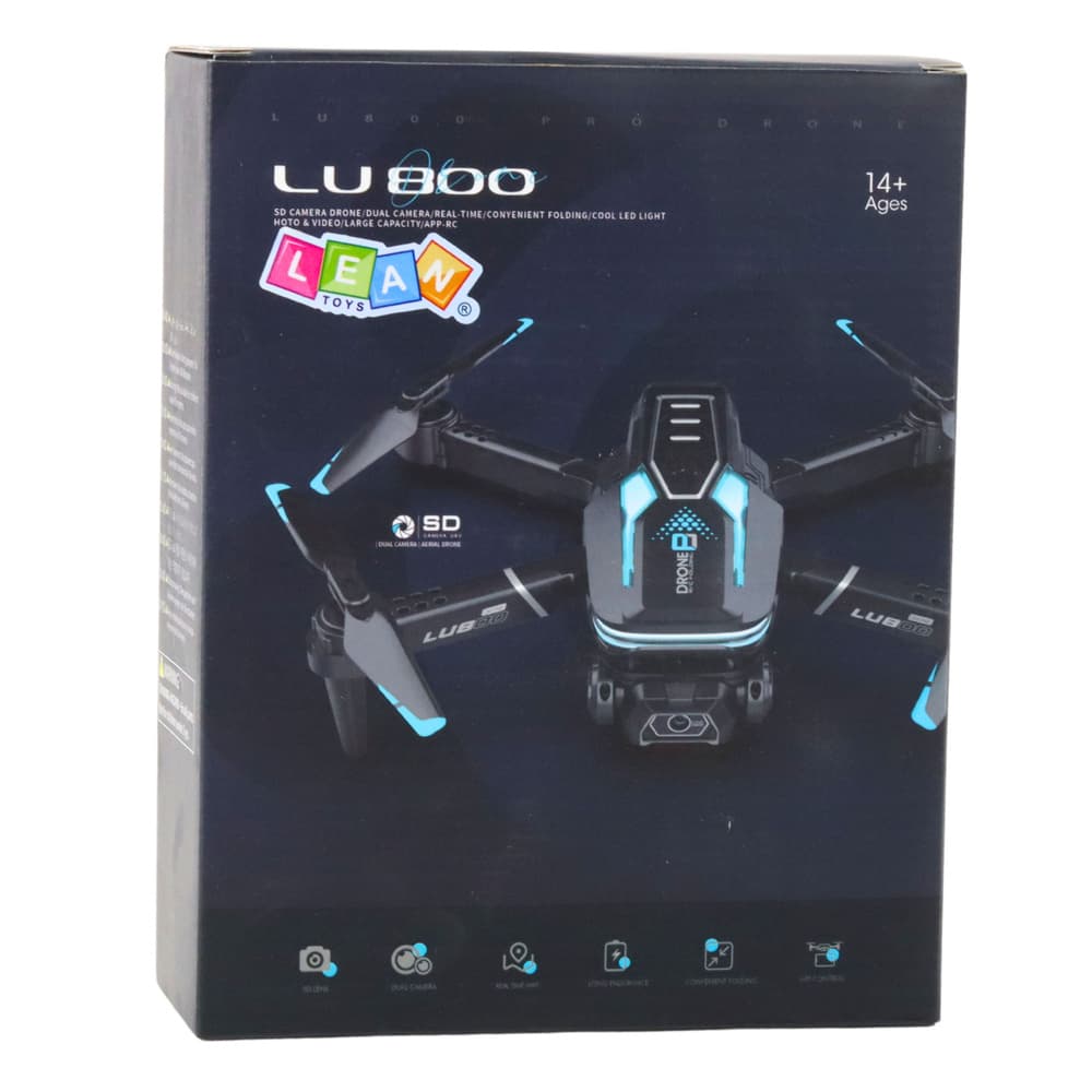 Dron LEAN TOYS LU800 s HD kamero, LED lučmi, oranžni 4