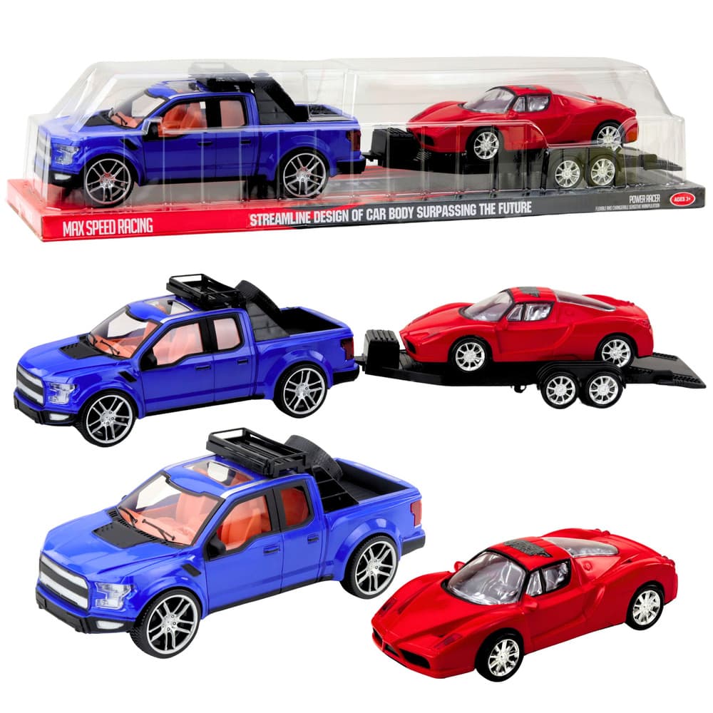 Set LEAN TOYS: Terensko vozilo z avtovleko in športni avto, luči in zvoki
