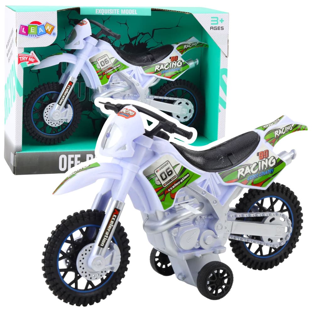 Motokros motor off-road, luči in zvoki, bela