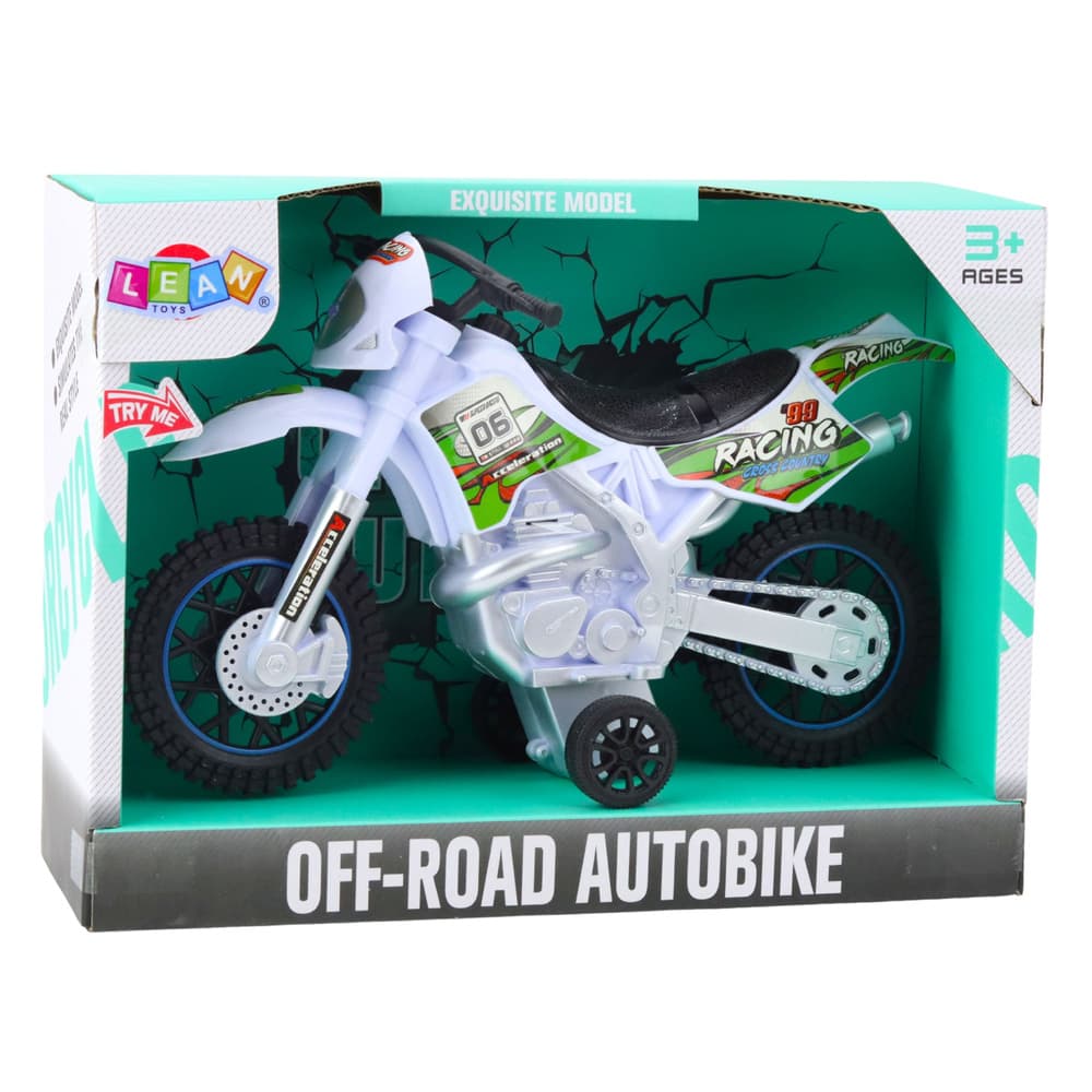 Motokros motor off-road, luči in zvoki, bela 3