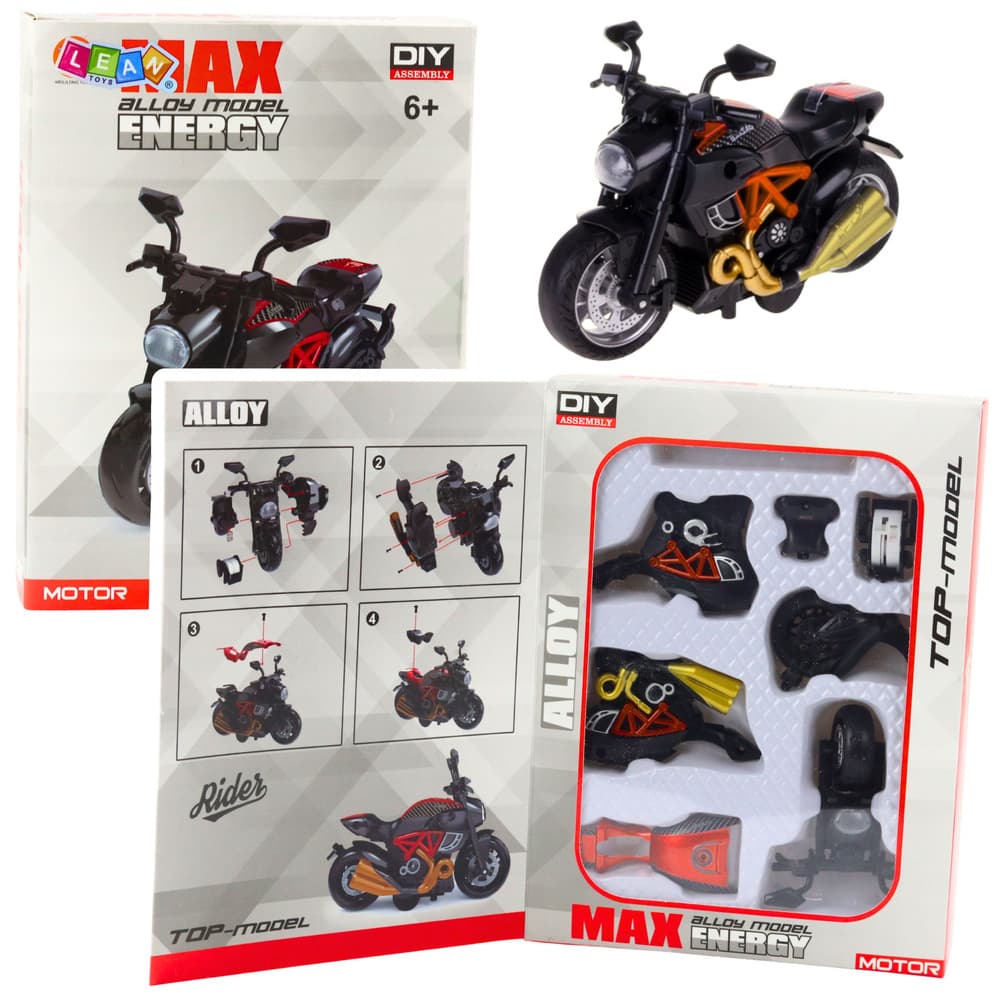 Motor za sestavljanje, kovinski, 1:14, DIY, črno-oranžen
