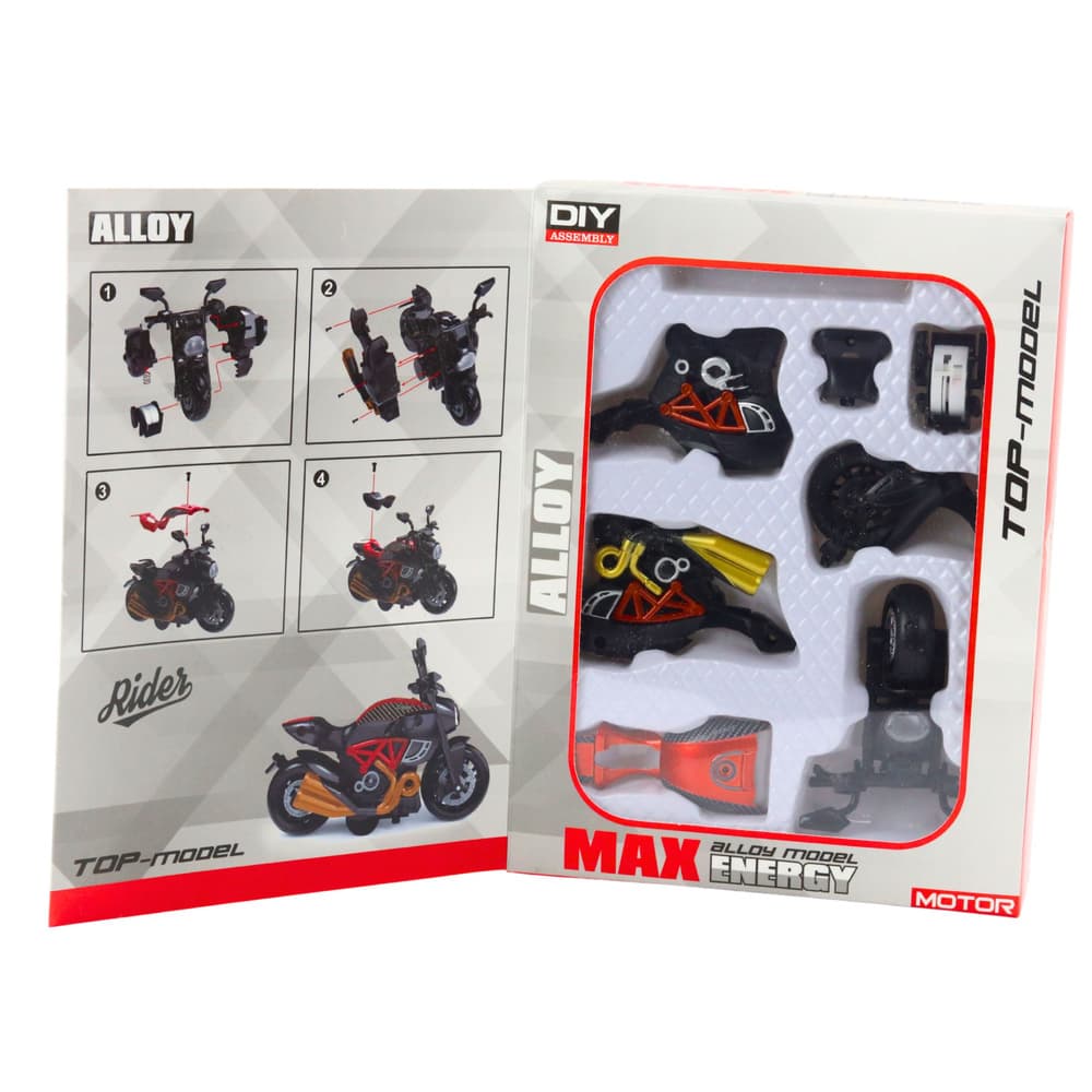 Motor za sestavljanje, kovinski, 1:14, DIY, črno-oranžen 3