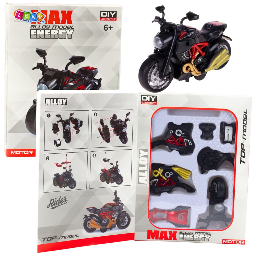 Motor za sestavljanje, kovinski, 1:14, DIY, rdeč