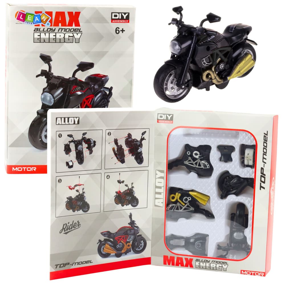 Motor za sestavljanje, kovinski, 1:14, DIY, črn z zlatimi detajli