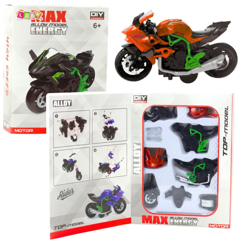 Motor za sestavljanje, kovinski, 1:14, DIY, oranžno-zelen