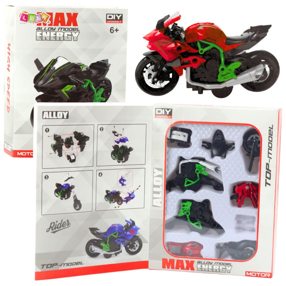 Motor za sestavljanje, kovinski, 1:14, DIY, zelen-rdeč