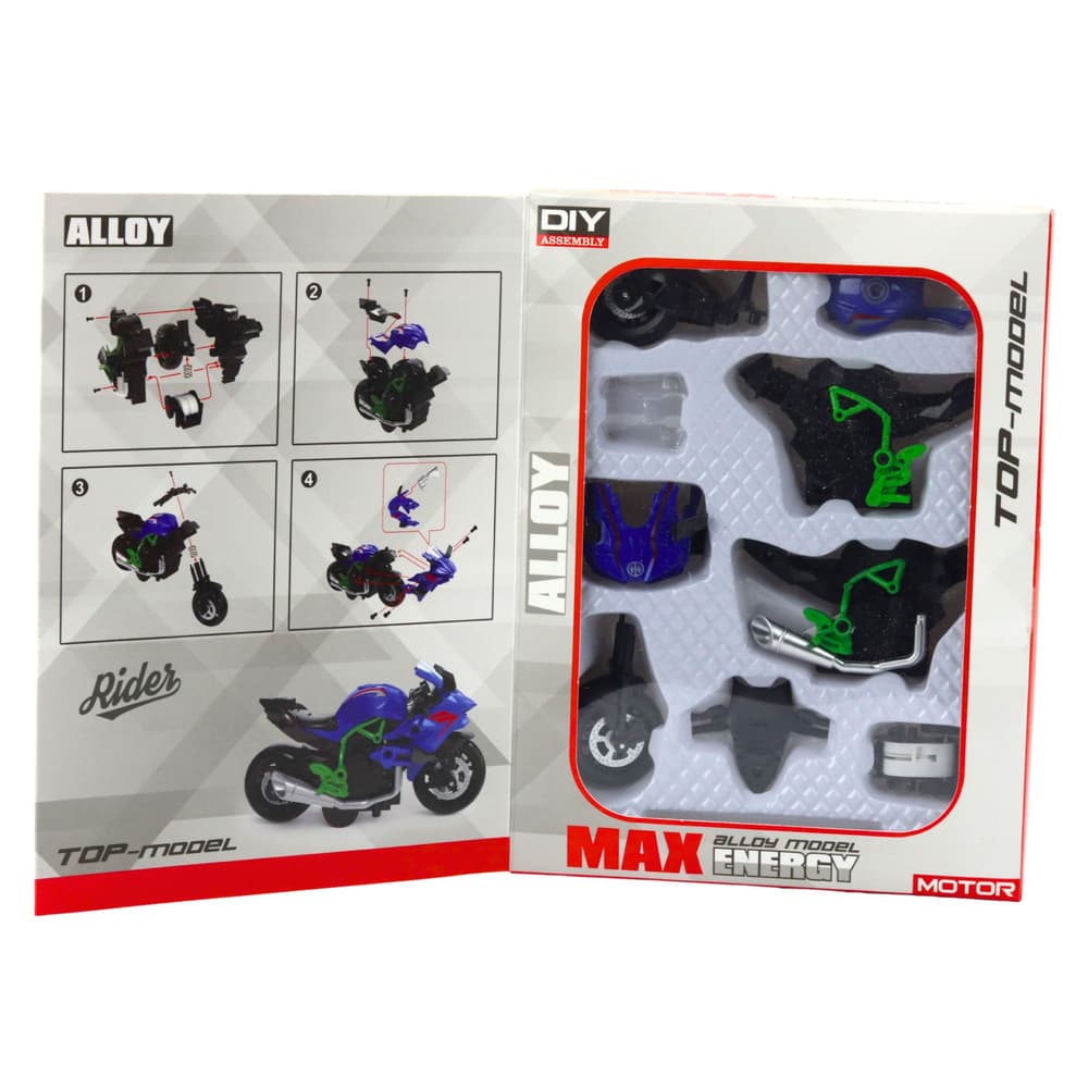 Motor za sestavljanje, kovinski, 1:14, DIY, zelen-moder 3