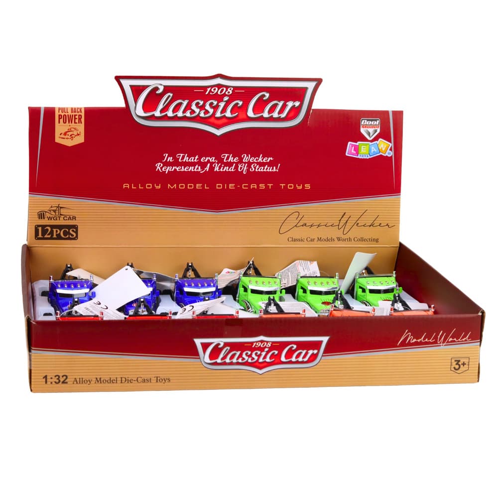 Klasični vlečni avto LEAN TOYS, kovinski, pull-back, odpirajoča vrata, 1:32 8
