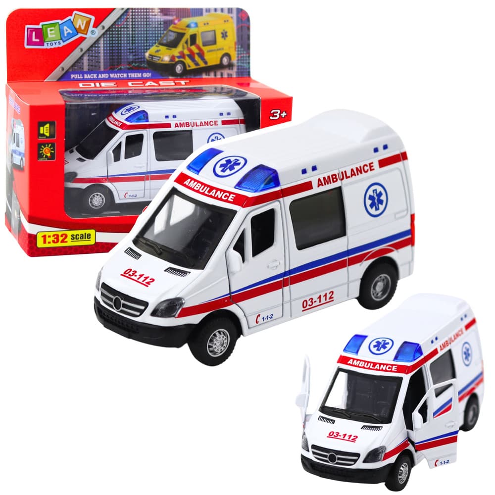 Reševalna rešilec vozilo, kovinski, LEAN TOYS, 1:32, lučke, zvok