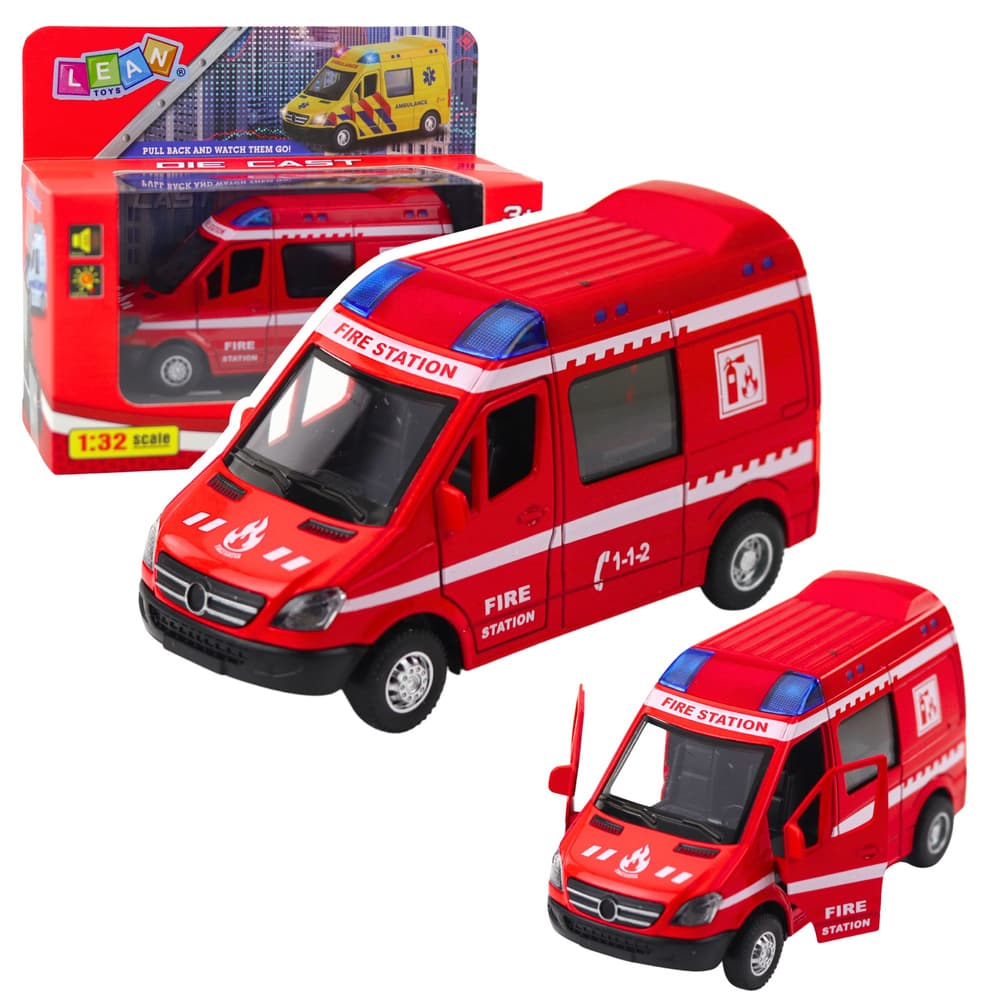 Gasilsko vozilo, kovinsko, LEAN TOYS, 1:32, lučke, zvok