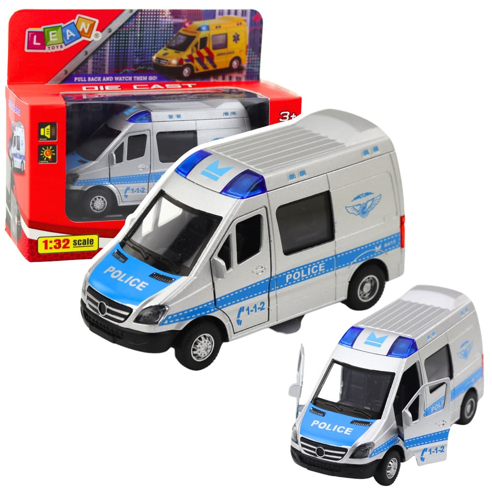 Policijski avtomobil, kovinski, LEAN TOYS, 1:32, lučke, zvok