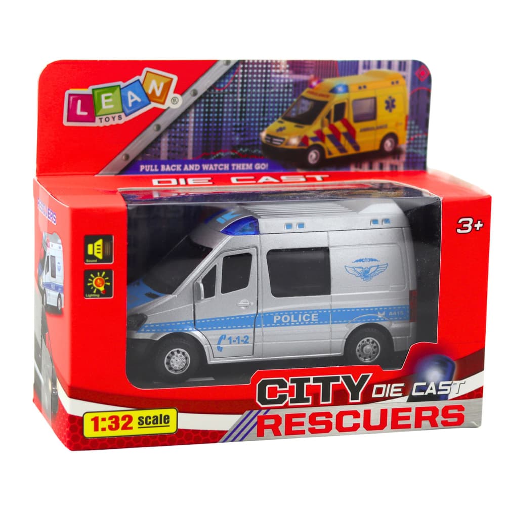 Policijski avtomobil, kovinski, LEAN TOYS, 1:32, lučke, zvok 4