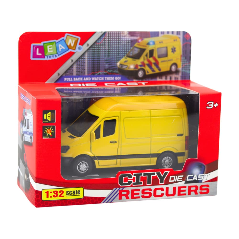 Dostavno vozilo, kovinsko, LEAN TOYS, 1:32, lučke, zvok, rumeno 4