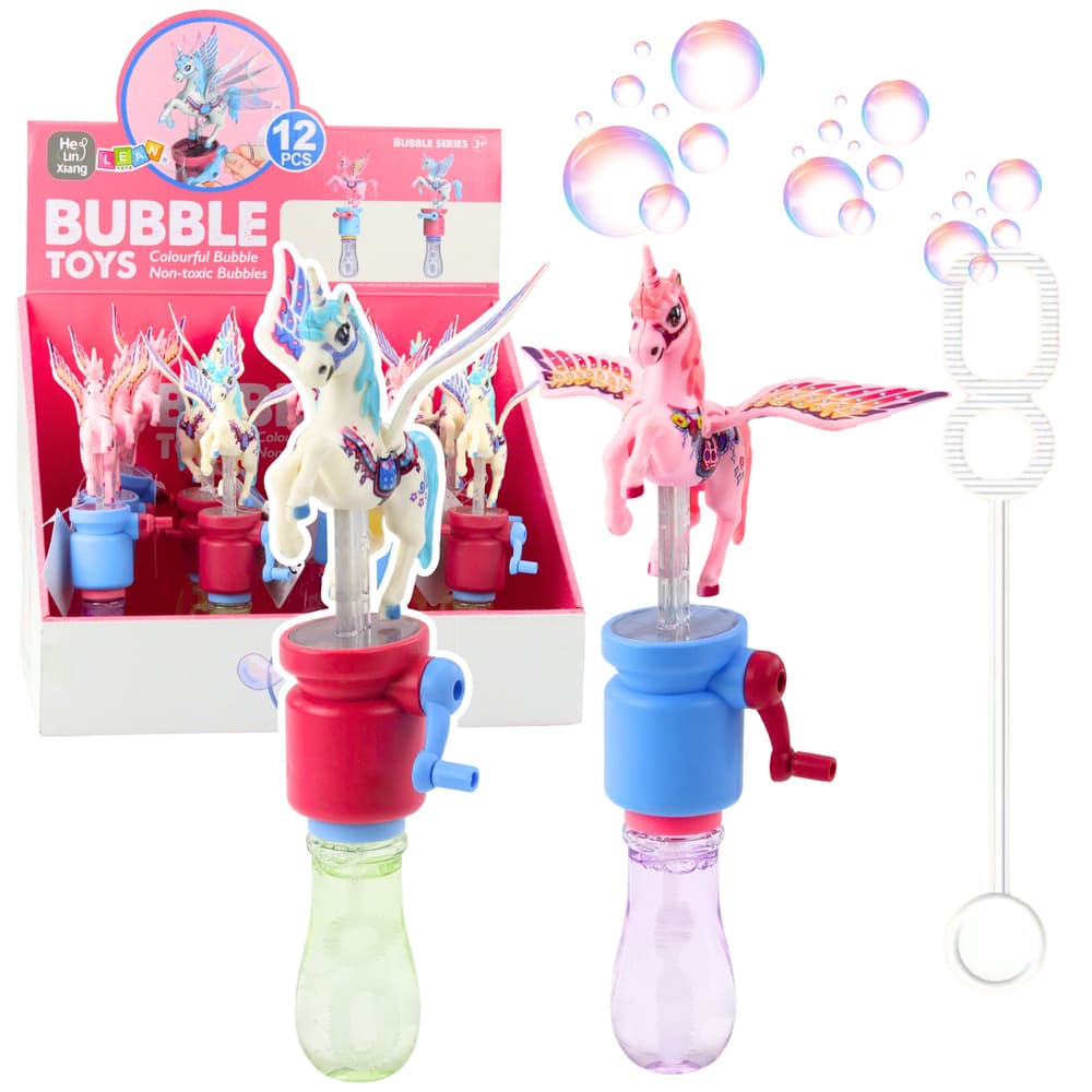 Mehurčki LEAN TOYS enorožec, premikajoča krila na ročko, 23cm