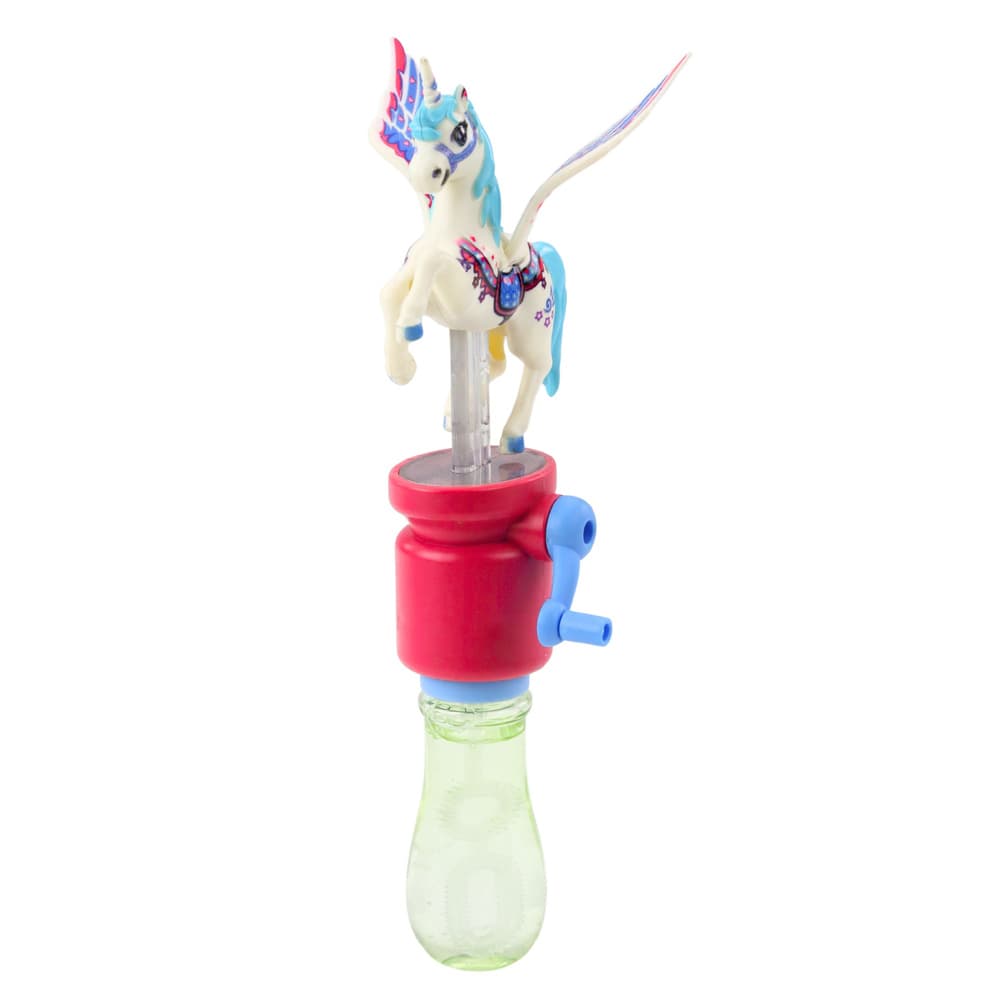 Mehurčki LEAN TOYS enorožec, premikajoča krila na ročko, 23cm 2