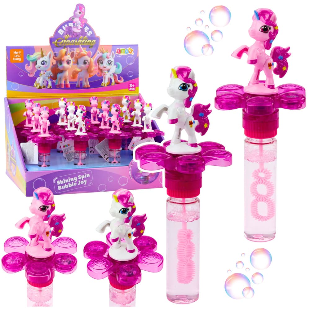 Mehurčki LEAN TOYS enorožec, vrteč cvet, LED luč, 20cm
