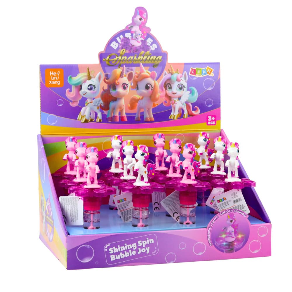 Mehurčki LEAN TOYS enorožec, vrteč cvet, LED luč, 20cm 4