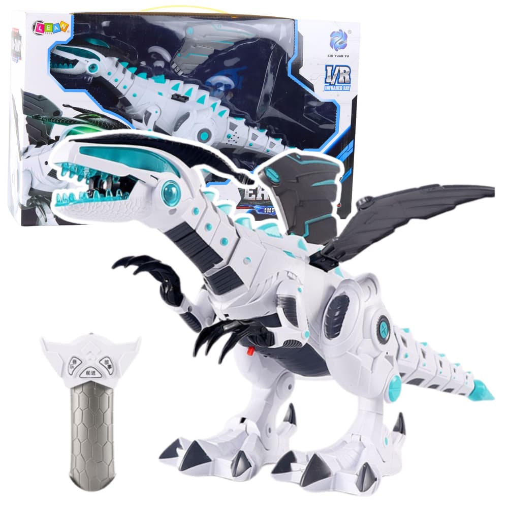 Lean Toys robot dinozaver z krili, RC, luči, zvoki, bel