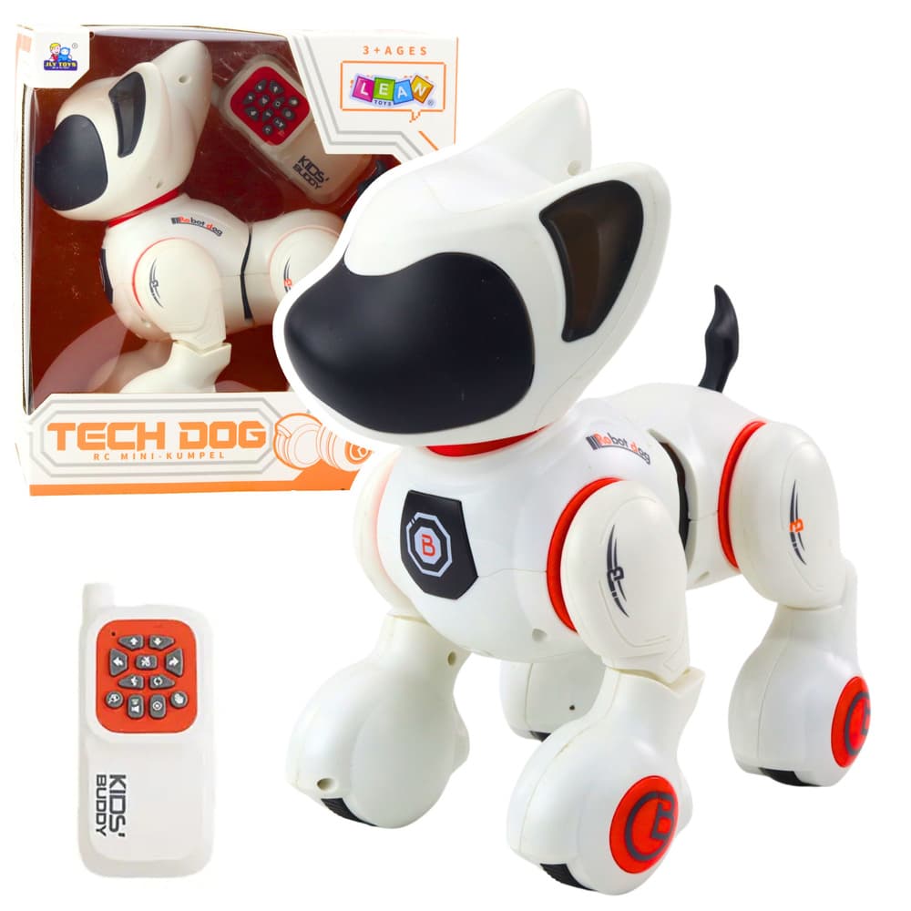 Interaktivni robot pesek Lean Toys na daljinca, luči, zvok, bel/oranžen