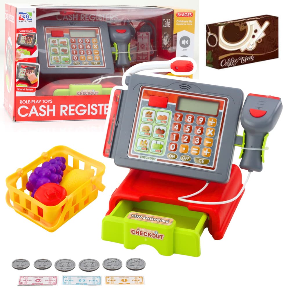 LEAN TOYS Blagajna za igro z dodatki, rdeča