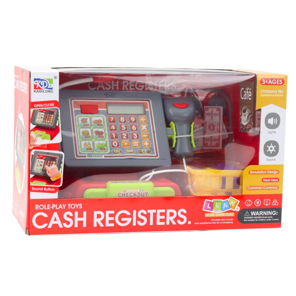 LEAN TOYS Blagajna za igro z dodatki, rdeča 4