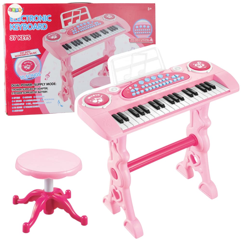Otroško elektronsko klavir/orgle LEAN TOYS z mikrofonom, 37 tipk, roza