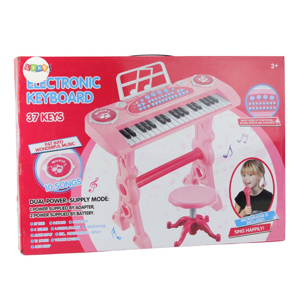 Otroško elektronsko klavir/orgle LEAN TOYS z mikrofonom, 37 tipk, roza 3