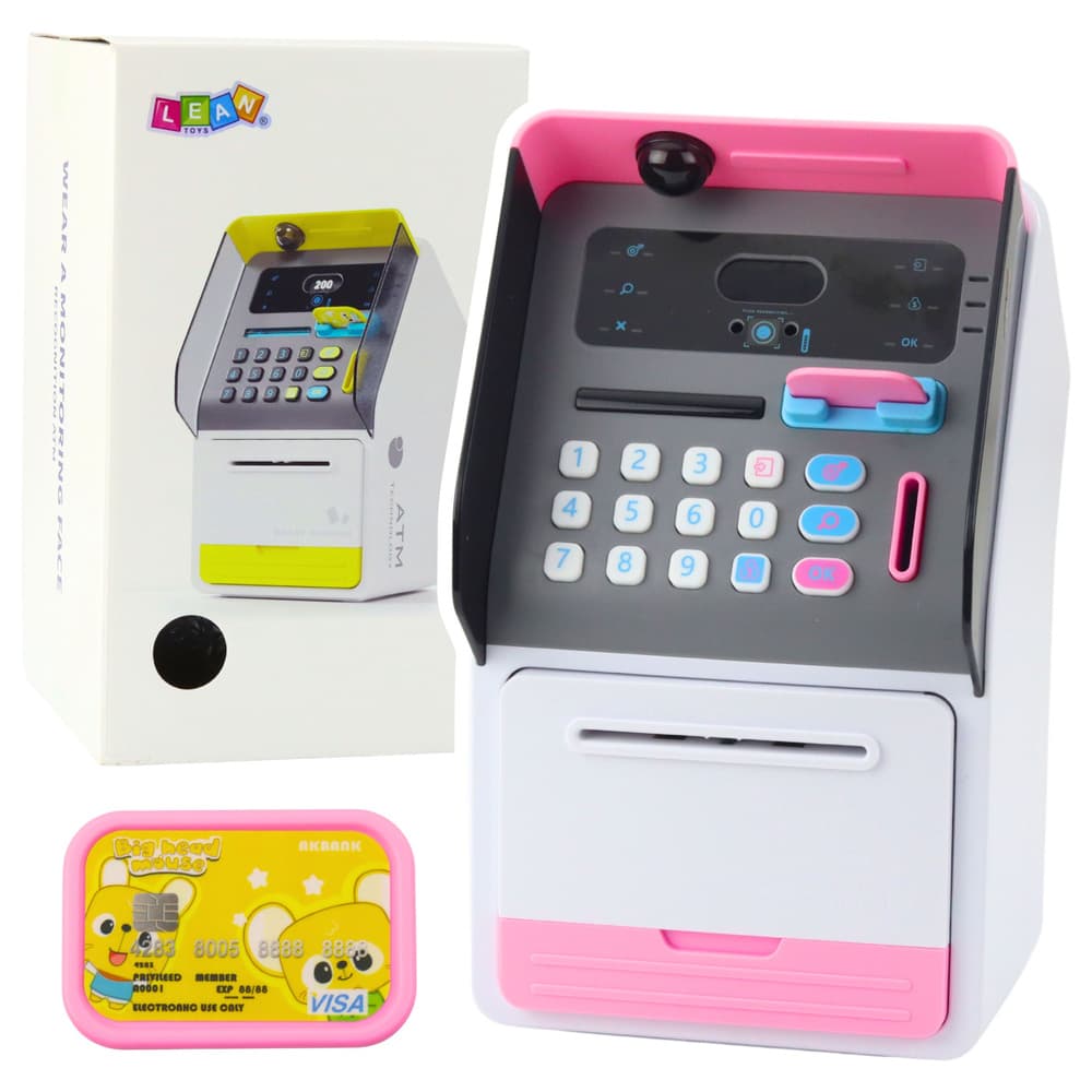 Bankomat sef - hranilnik, PIN koda, bančna kartica, roza