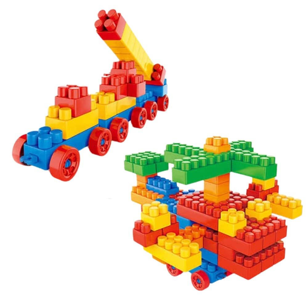 Set gradbenih blokov LEAN TOYS - Prostorski, Pisani, 180 el. 2