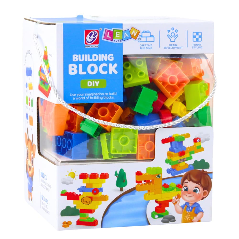 Set gradbenih blokov LEAN TOYS - Prostorski, Pisani, 180 el. 4