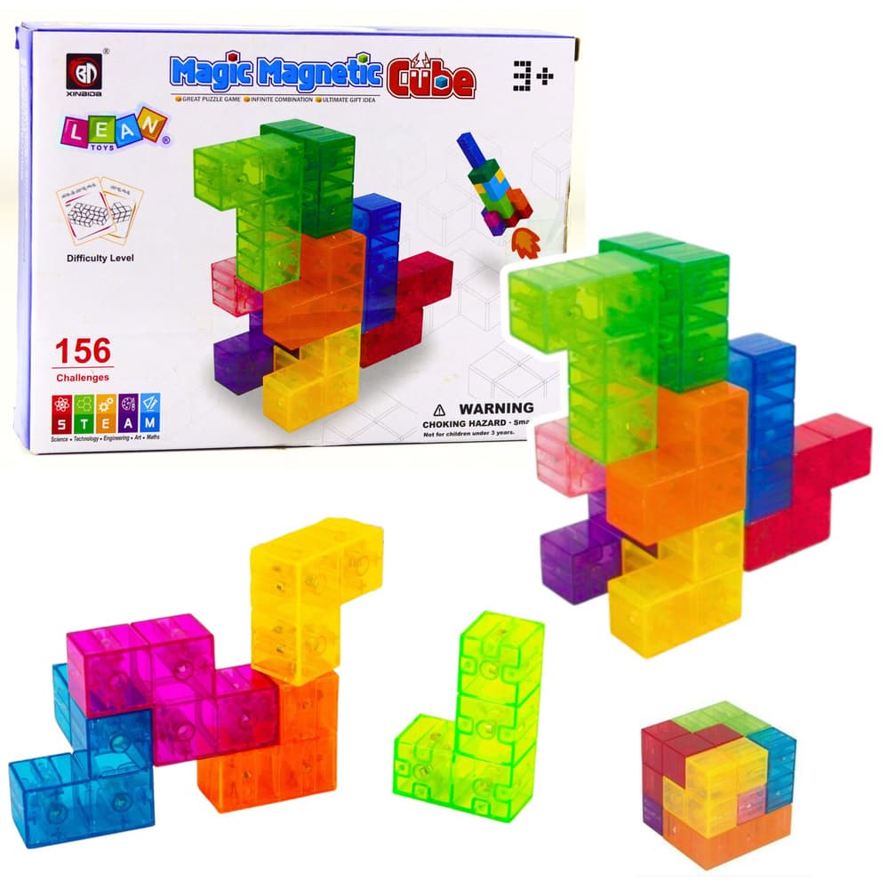 Magnetne kocke Lean Toys - Magic Cube (9 el. + 156 izzivov)
