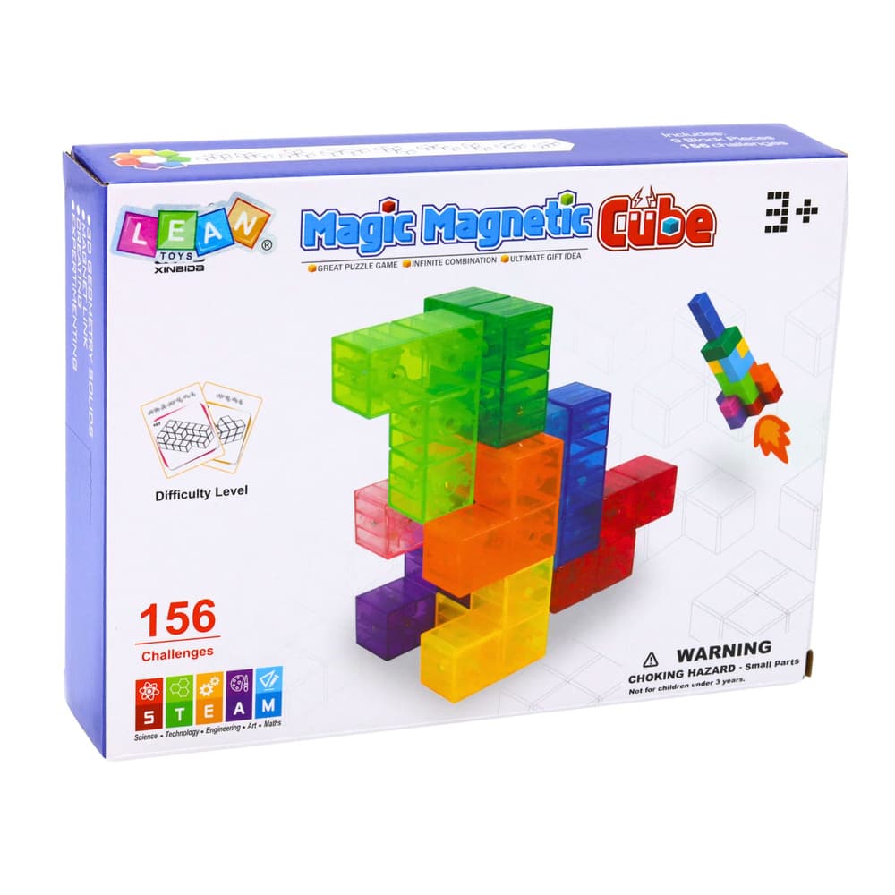 Magnetne kocke Lean Toys - Magic Cube (9 el. + 156 izzivov) 4