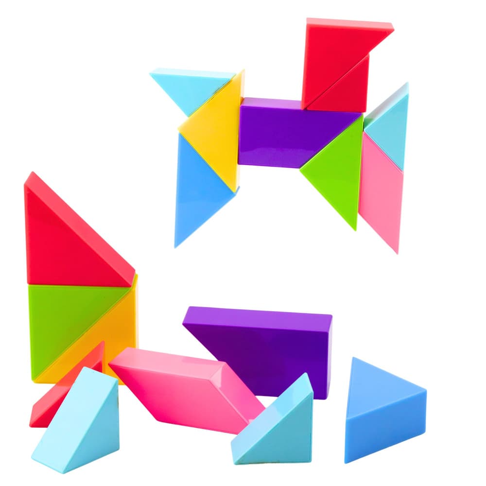 Magnetne kocke Lean Toys Tangram, pisane nalepke (9 el.) 3