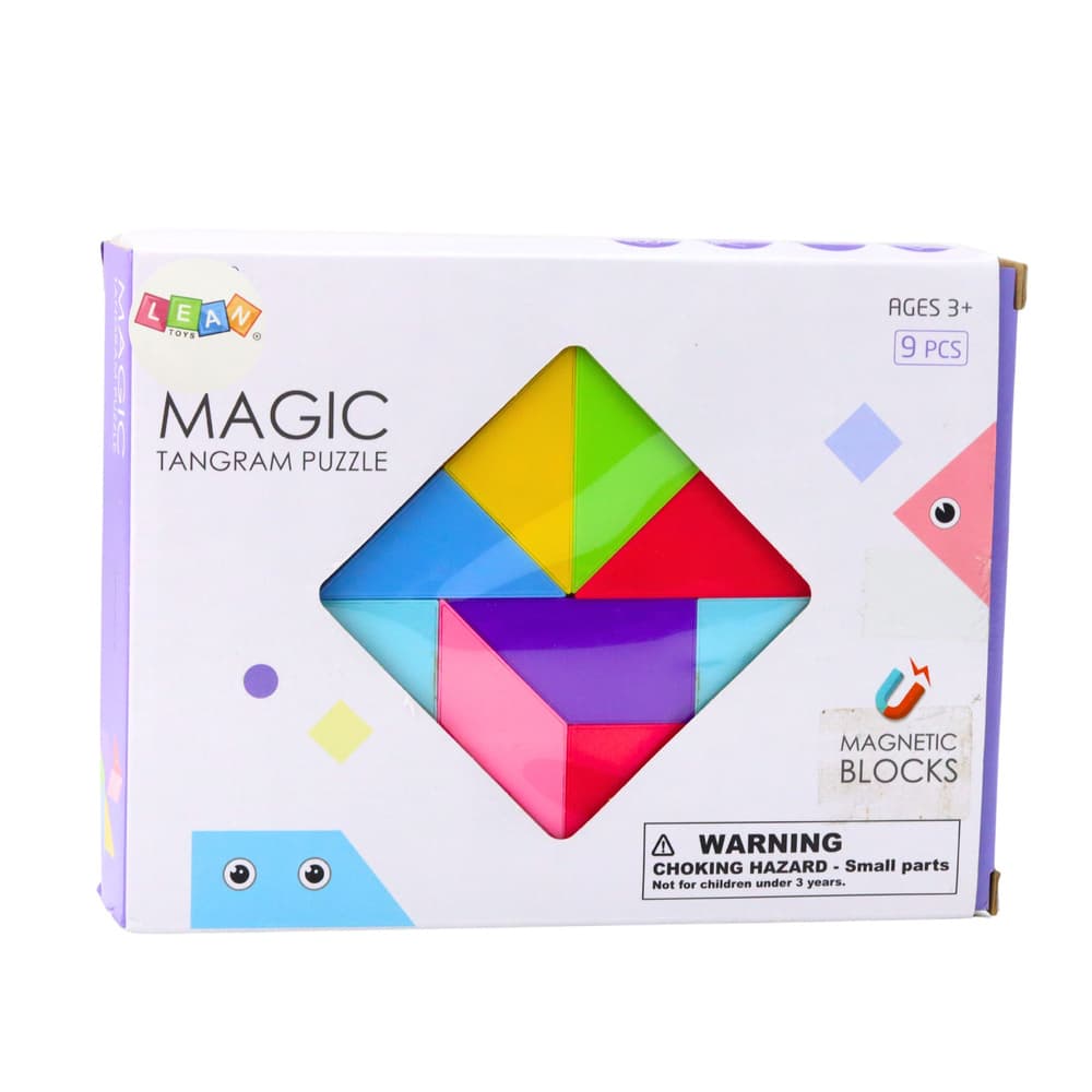 Magnetne kocke Lean Toys Tangram, pisane nalepke (9 el.) 4
