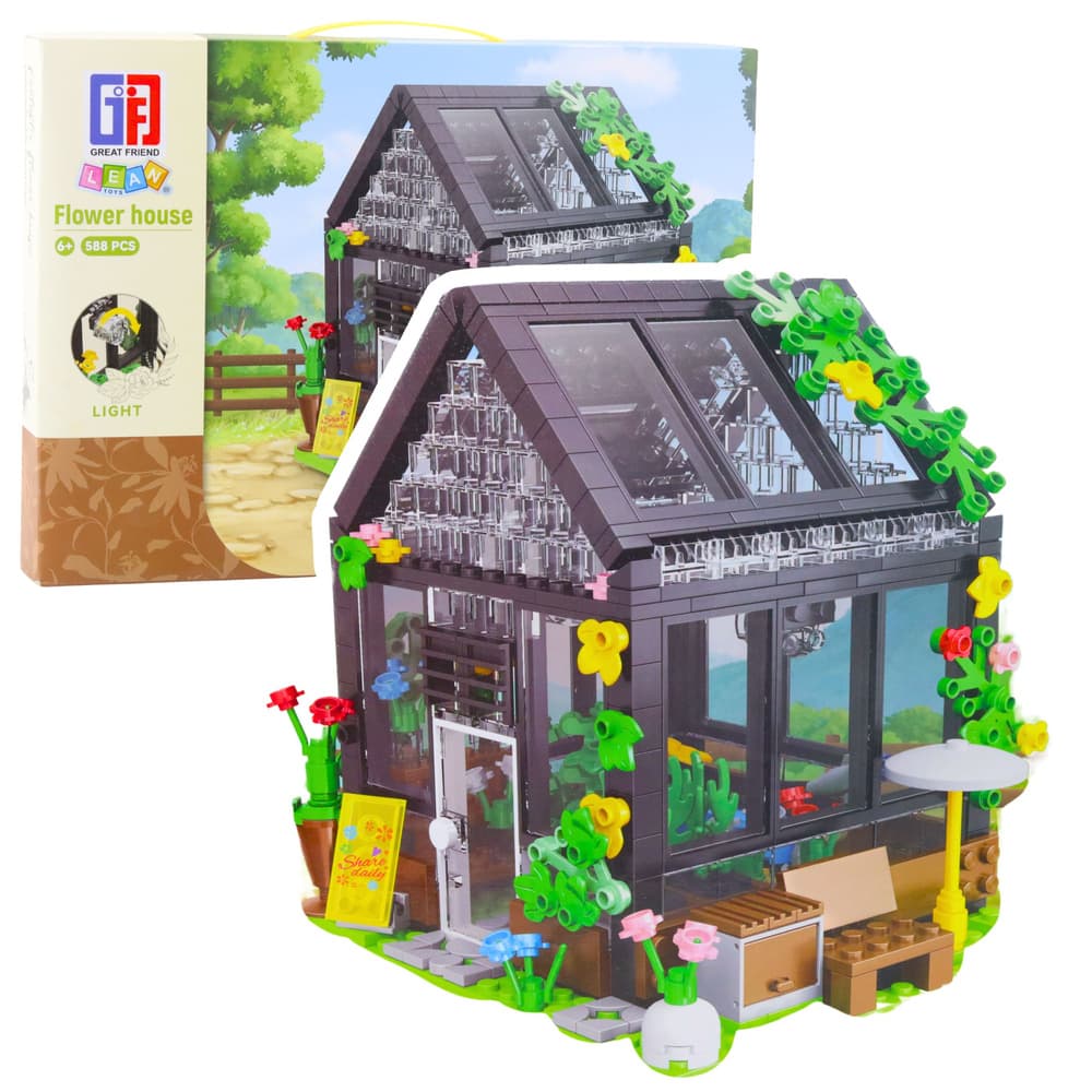 Konstrukcijski kolesi LEAN TOYS - Mini Steklena hiša z vrtom, 588 el.